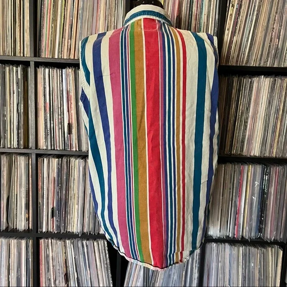 90s y2k vintage striped button down cotton - Picture 3 of 7